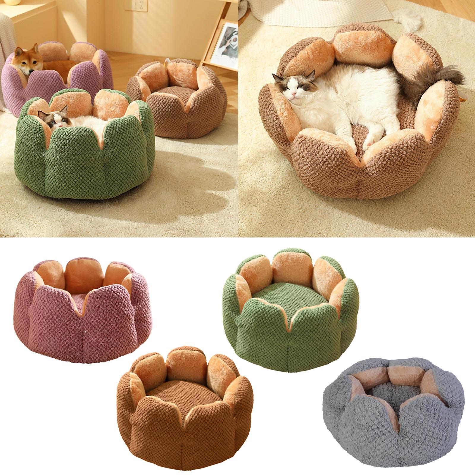 Cactus Flower Shape Dog Cat Bed Warm Cute Kitten Lounger Cushions Cat House Very Soft Small Dog Bed Washable Cats Beds verde