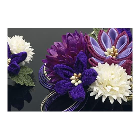 SOUBIEN Hair Accessories for Graduation Ceremonies and Coming-of-Age Ceremonies, 2-Piece Tsumami Zaiku Set with Chrysanthemum, Ping Pong Mum,