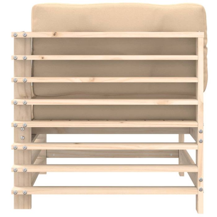 VidaXL Canapé d'Angle avec Coussins, Siège avec Dossier, Meuble de Jardin Terrasse Balcon Patio Extérieur, Marron Bois de 825653