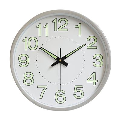 12palcové svítící nástěnné hodiny Minimalistické kulaté křemenné hodiny pro dekoraci ložnice obývacího pokoje Stříbrné