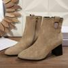 Plus Size Rhinestone Mid-heel Fashion Boots 2025 Winter New Pointed Toe Thick Heel Martin Boots for Women
