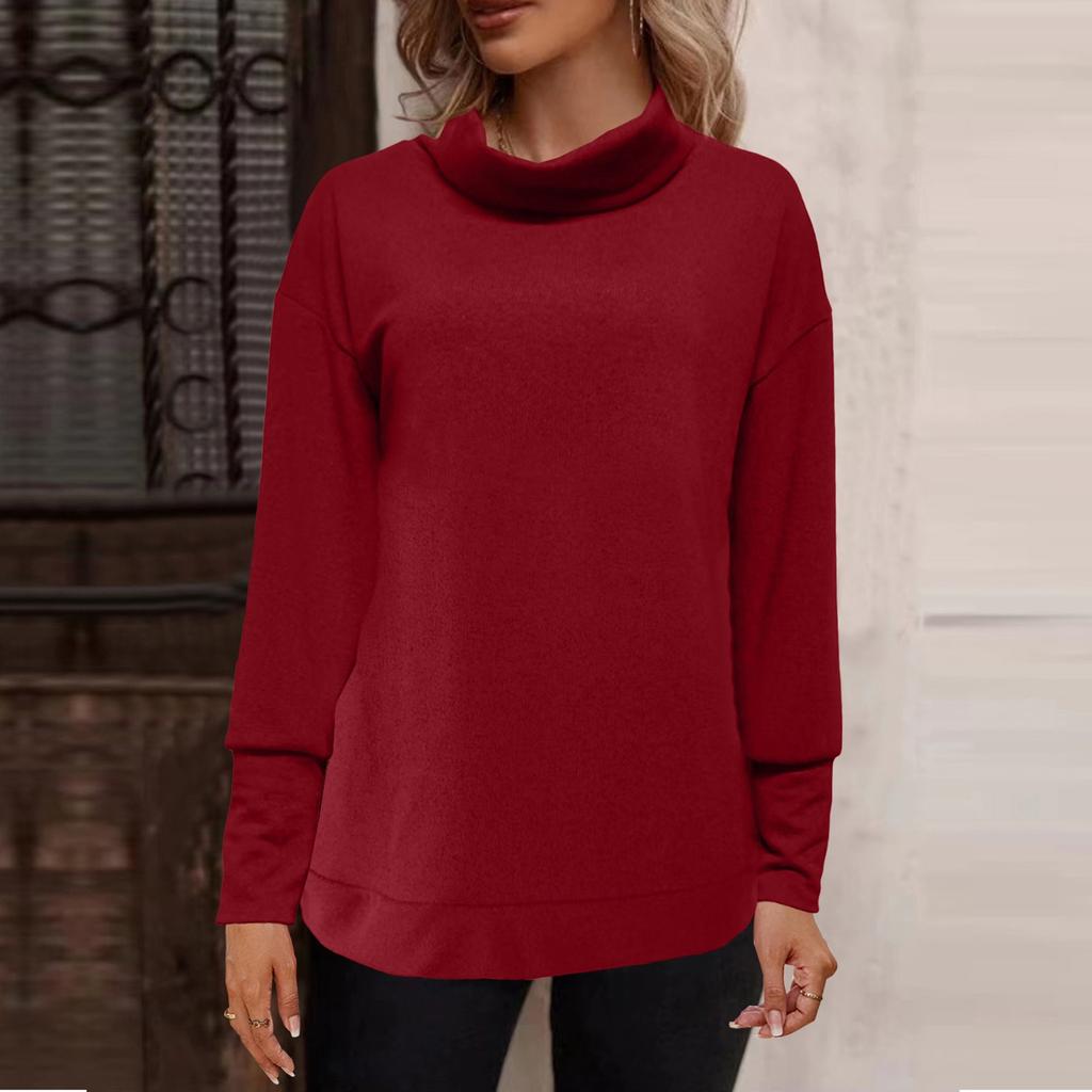 Women's Solid Color Fashion Casual Turtleneck Sweater French Cashmere Ground Sweater Top