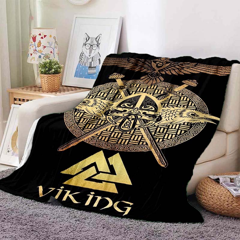 new model Viking Norse Rune Symbol Print Flannel Blanket Cozy Warm Throw Sofa Bedroom Present Indoor Home Seasonal Bedding Decor