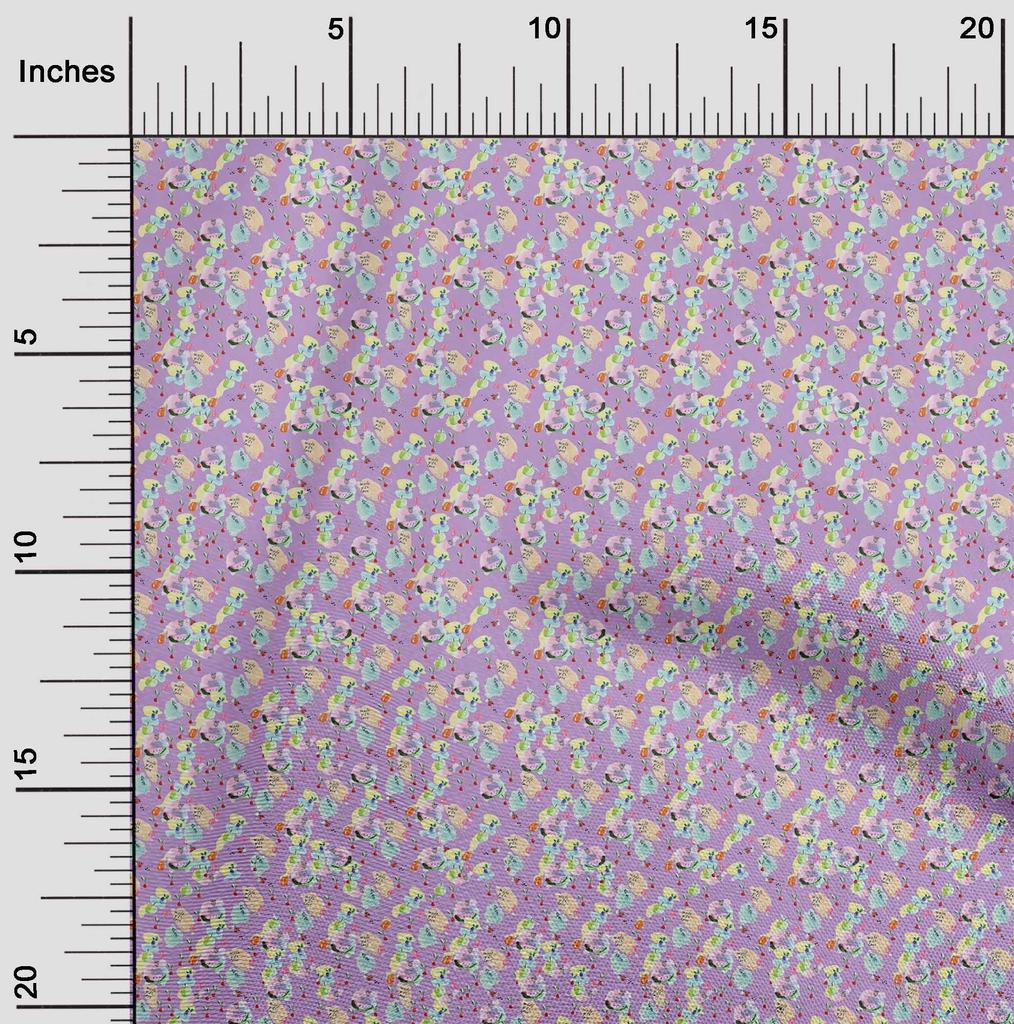 oneOone Cotton Flex Fabric Brush Stroke & Fruits Print Fabric By Yard 40 Inch