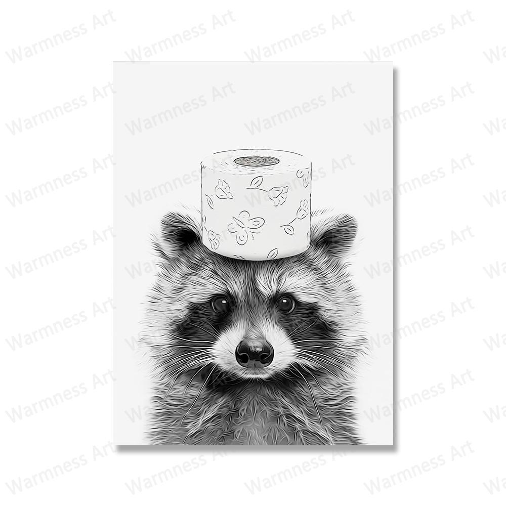 

Животные Акула Свинья Осел Кот в туалете читает газетный постер Холст Картина Печать Забавная настенная художественная картина Детский декор для ванной комнаты 30x40cm No Framed розовый