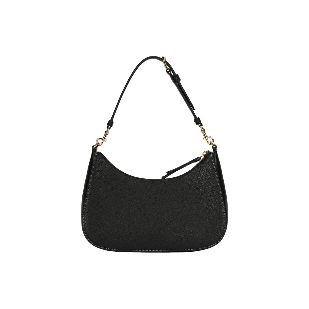 Tory Burch Logo Embossed Gold Accessories Leather Crescent Handheld Crossbody Shoulder Bag Women bags Black 162899-001
