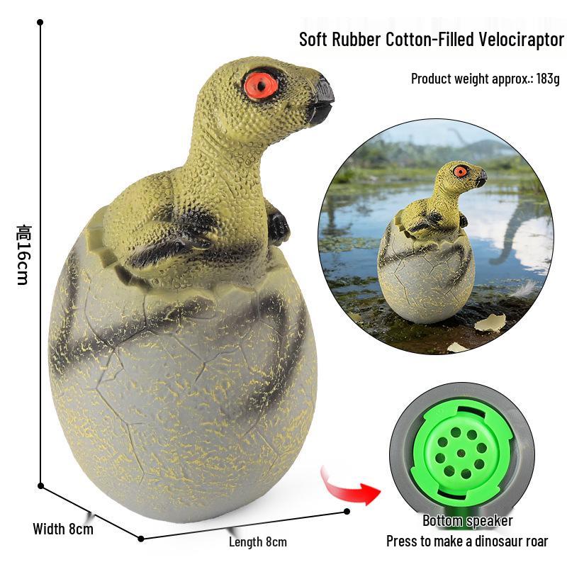 Large Soft Rubber Dinosaur Egg with Parasaurolophus, T-Rex, Triceratops, and Pterodactyl Models