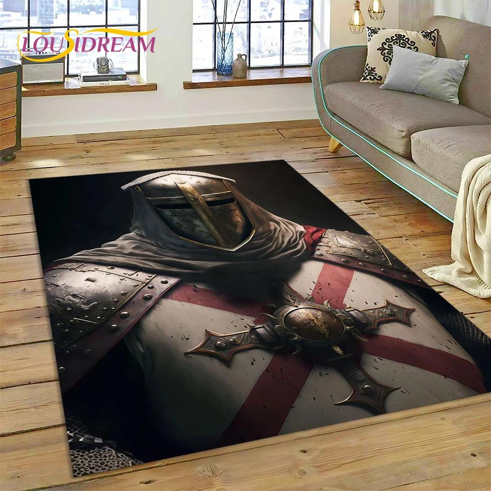 Cartoon 3D Crusaders Templar Black Knight  Carpet Rug for Home Living Room Bedroom Sofa Doormat Decor,Kids Area Rug Non-slip Mat