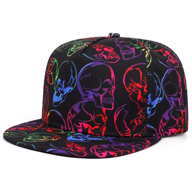 Printed New Skeleton Flat Edge Hat Street Dance Hiphop Hat Cycling Sunshade Skateboard Hat Baseball Hat Unisex