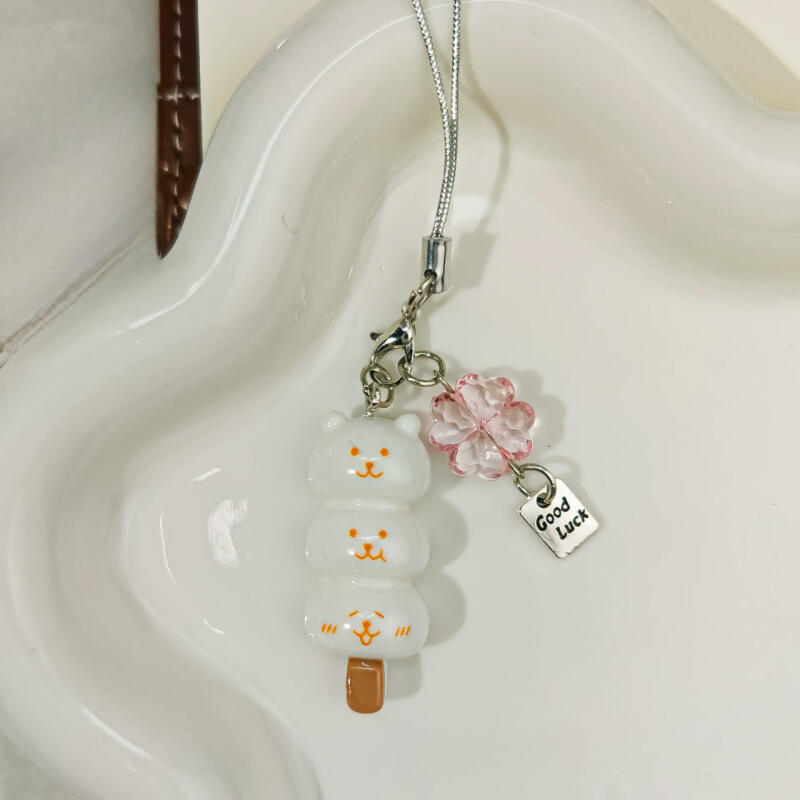 Медведь с четырехлистным клевером, мороженое, дангго, брелок, подвеска для сумки pink