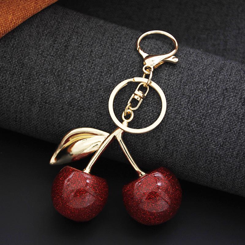 Decorative pendant Cherry Keychain for Bag Women Girls Key Chains Cute Car keyrings for leather handbags Gifts Jewelry Fashion