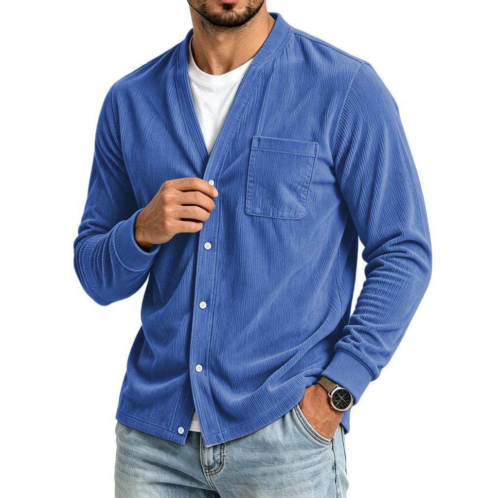 Men's Casual Loose Fit Color Shirt with Pockets for Everyday Wear