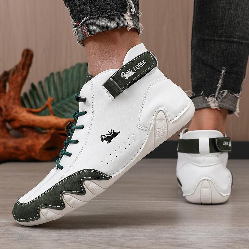 Men's White High Top Shoes New Luxury Waterproof Flat Shoes Lightweight  Comfortable Motorcycle Boots Sapatos Formais Masculinos