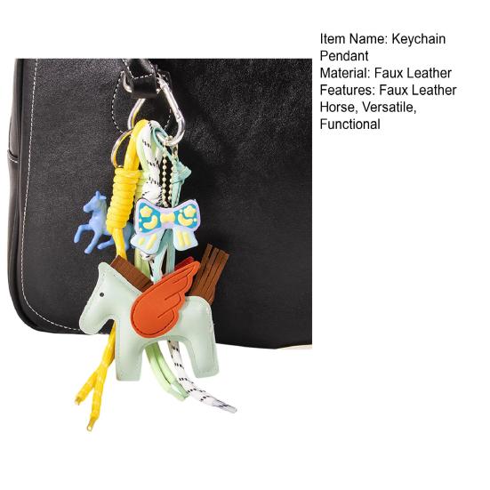 Keychain Pendant Faux Leather Horse Charm Key Chain with Woven Rope Keys Handbags Wallets Accessories