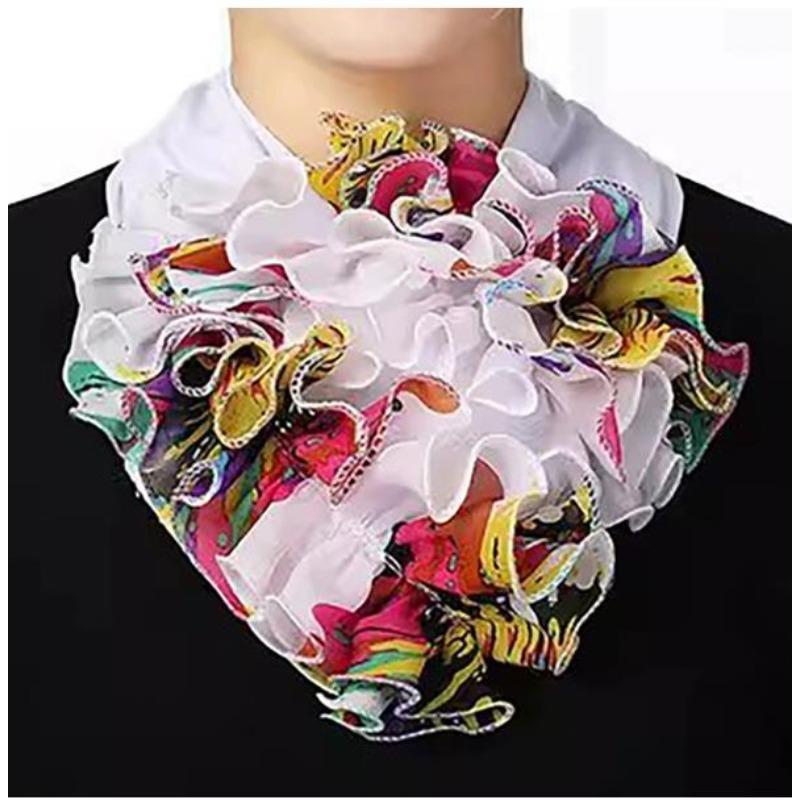 Color Block Scarf: Women's Four Seasons Warm Flower Neck Warmer – Fashionable Korean Style, Versatile Collar.