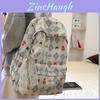 Little Bear Floral Print Youthful Nylon Student Backpack With Breathable Design For Daily Use
