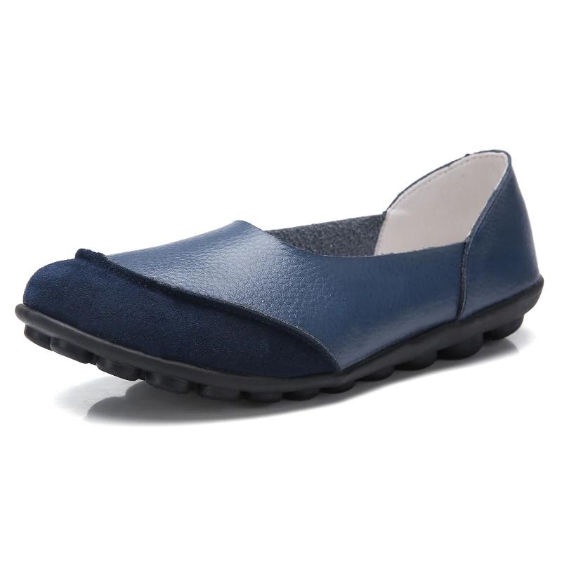 Fashion Genuine Leather Casual Bean Shoes Women Lightweight Slip-on Spring Bean Loafers Ladies Non-slip Moccasins Walking Shoes