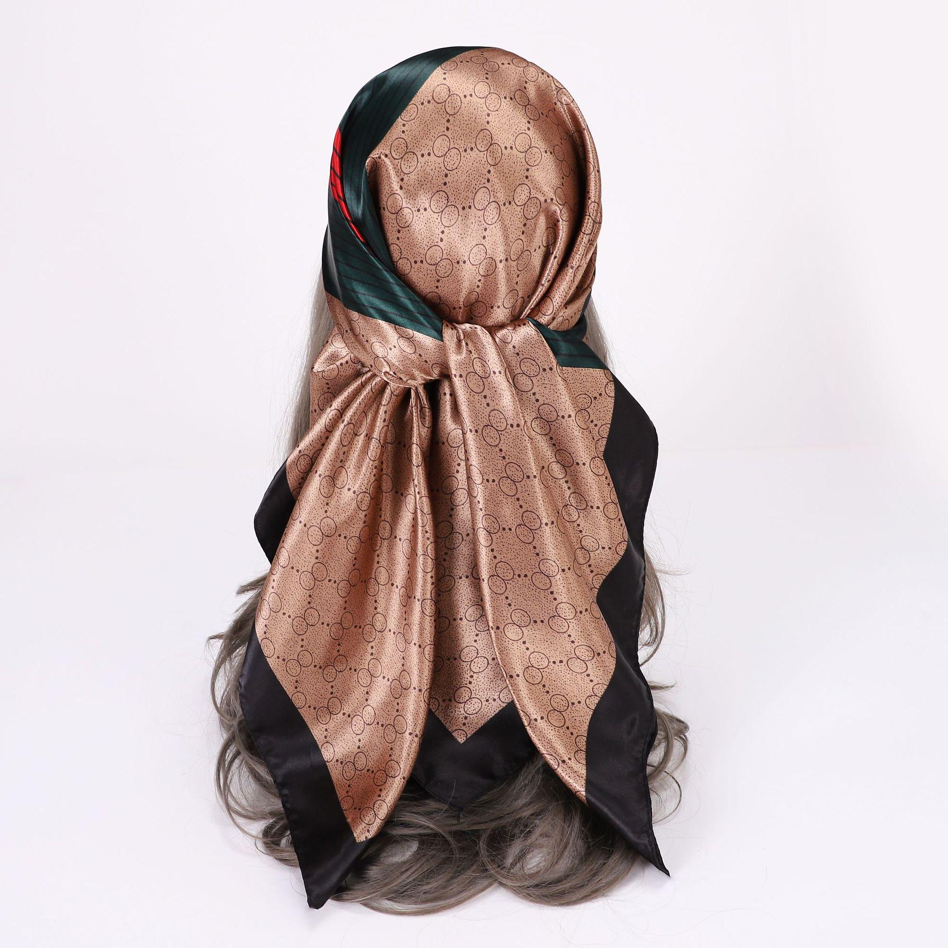 

Высококачественные роскошные шелковые шарфы, повязка на голову, шарфы, шейный шарф для женщин, шелковый шарф с цепочкой, женская декоративная шаль 90*90cm