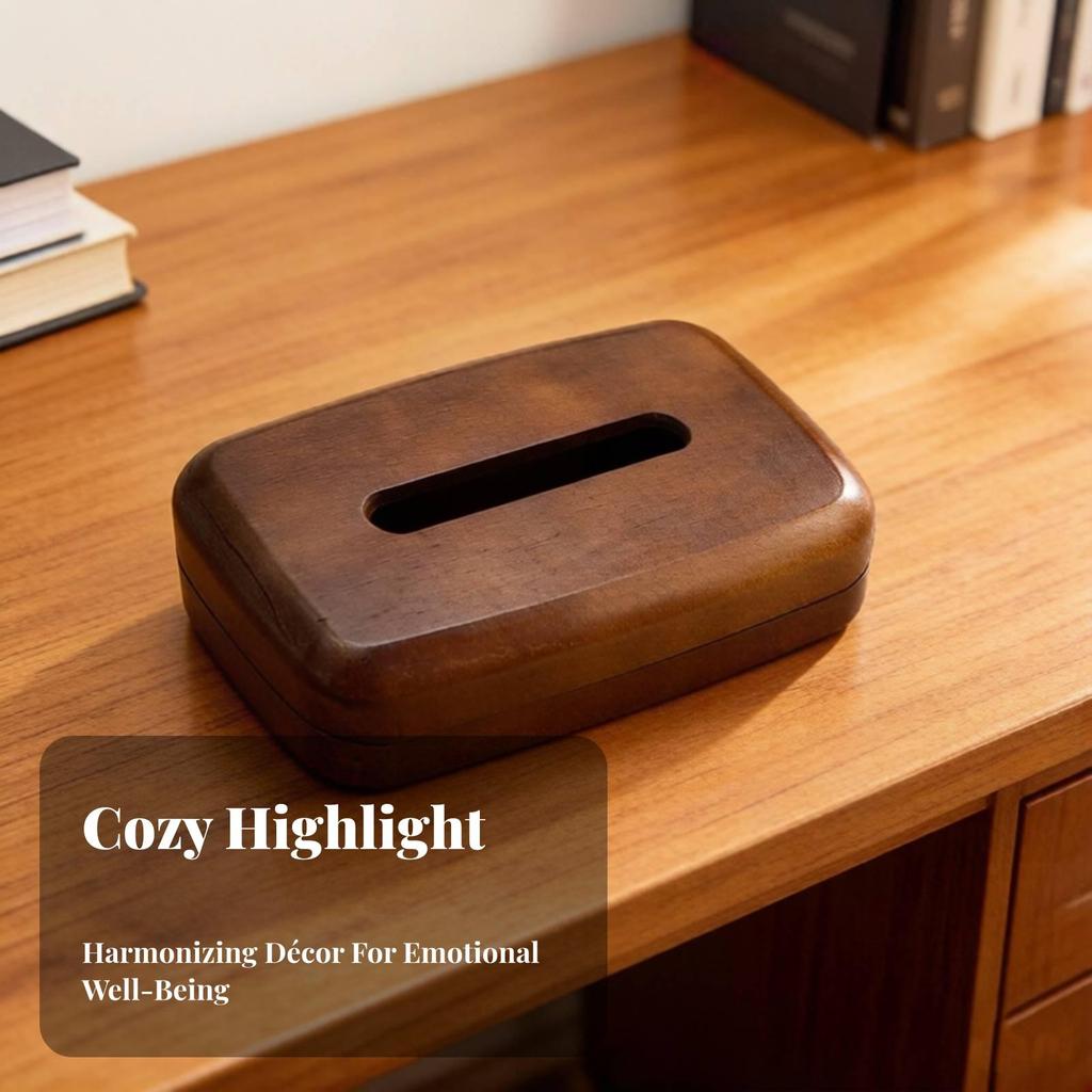 Rectangular Tissue Box Tabletop Wood Decorative for Living Room