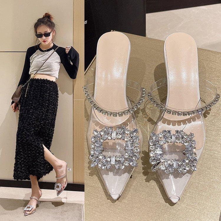 Womens Summer Transparent Water Crystal Sandals With High Heels For Fashionable Outings