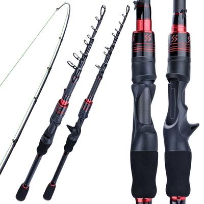 Canna da pesca spinning/casting 1,8 m/2,1 m Sport all'aria aperta in fibra di carbonio per canna da pesca da viaggio in mare