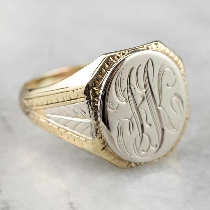 

New wish hot-selling jewelry, European and American fashion retro engraved character women s ring 6