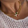 Youthway Vintage Glass Stone Crystal Pendant Necklace For Women  Gold Plated Stainless Steel Necklace Fashion Jewelry Gift
