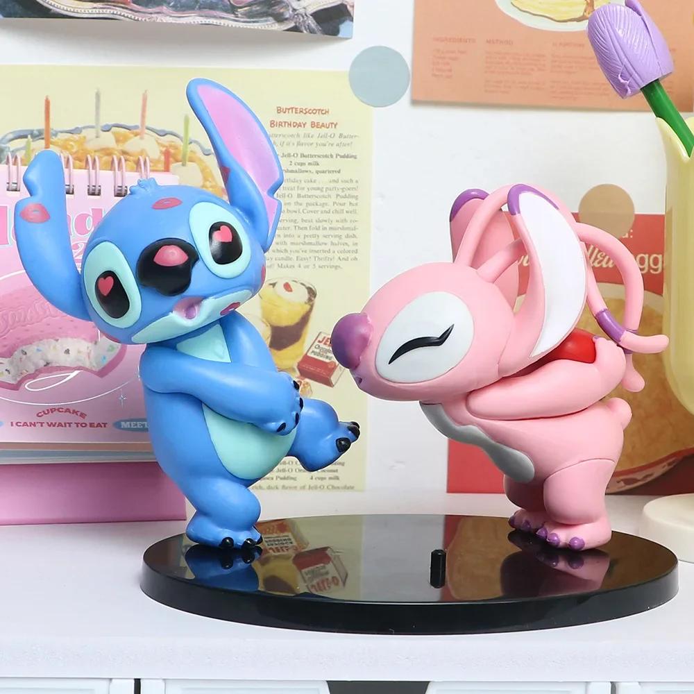 Anime Stitch Lovers Model Doll Angel Kissing Stitch Statue Desktop Display Figurines Ornaments Valentine'S Day Girlfriend Gifts