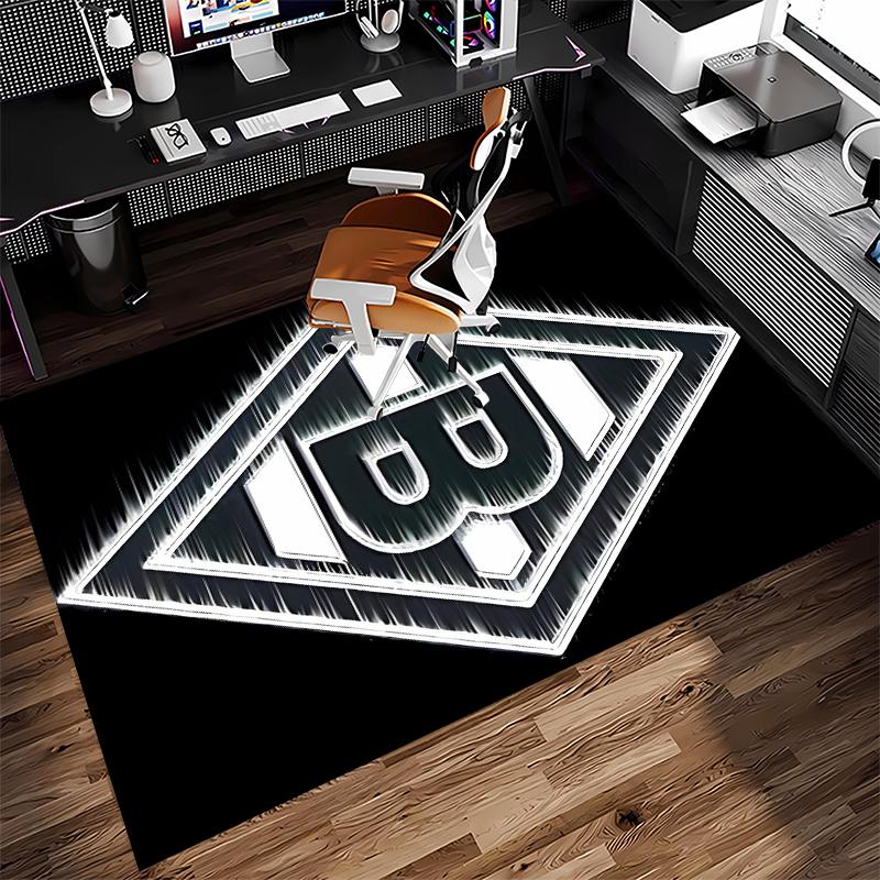 1pc Borussia Monchengladbach Logo Print Area Rug - Soft,Washable Non-Slip Indoor Mat for Office Chairs,Living Room,Home Office Decorative Rug