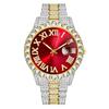 Stainless Steel Quartz Watch with Roman Numerals and Rhinestones