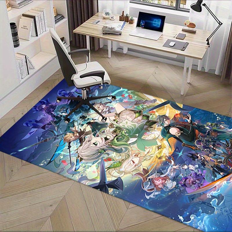 Office Carpet: Genshin Impact Fantasy Anime Characters Decorative Rug for Desk Chairs, Gaming Setup