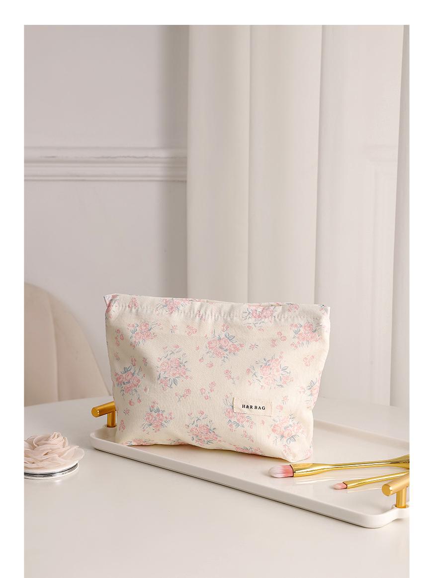 

Новая цветочная дорожная косметичка для женщин - портативное холщовое хранилище светло-розовый