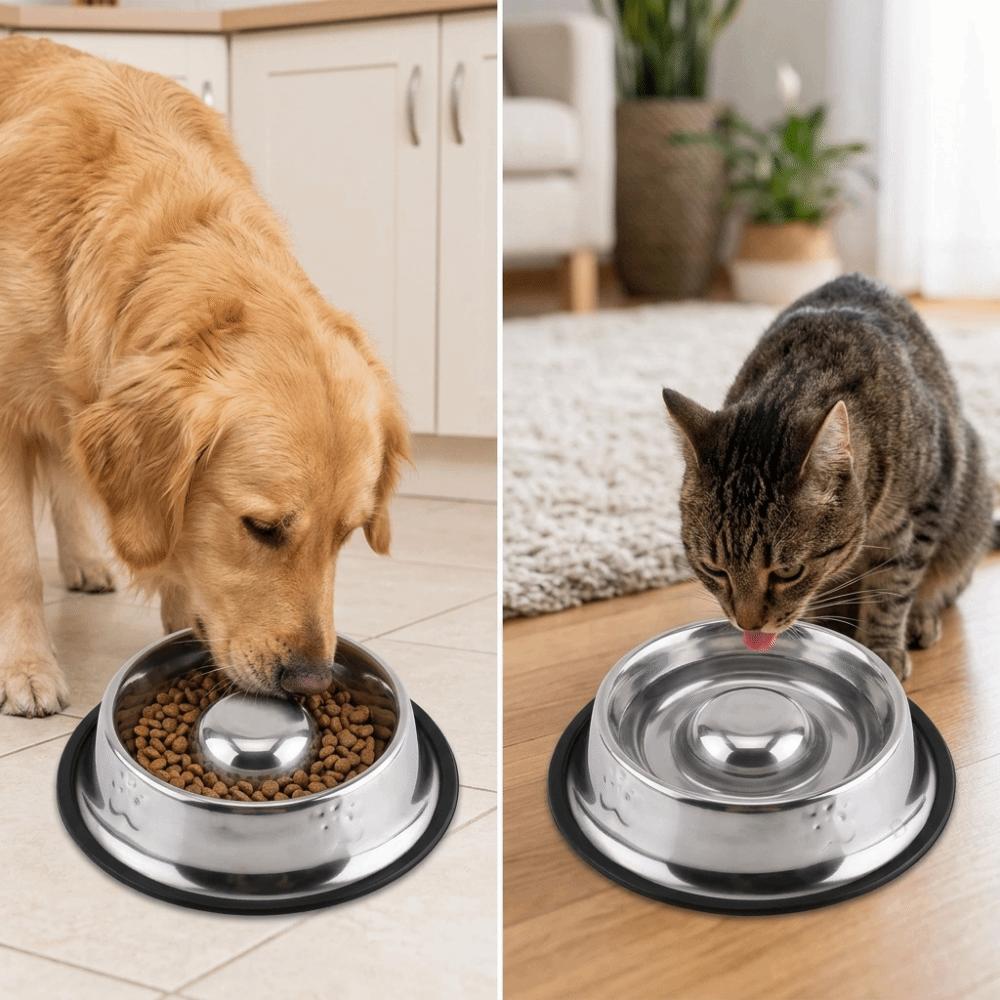 Anti-tip Pet Bowl Rustproof Pet Drinking Bowl Durable Use Cat Food Bowl  Pet Rest Area