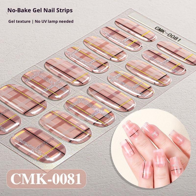 Cat-Eye Nagelsticker ohne Backen oder UV-Schutz, Grenzüberschreitende Florale, Karierte, Gepunktete Gel-Nagelsticker