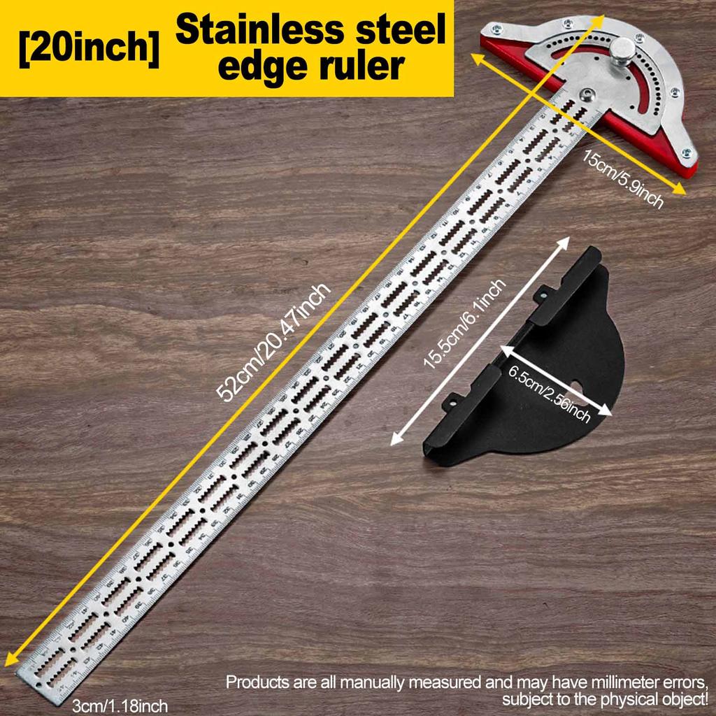 0-180 Degree Woodworkers Edge Ruler Stainless Steel Protractor Angle Angle Precision Carpenter Measuring Tool
