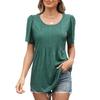 Women's Round Neck Short Sleeve Pleated Loose Fit Leaf Floral Print T Shirt Casual Daily Tunic Top