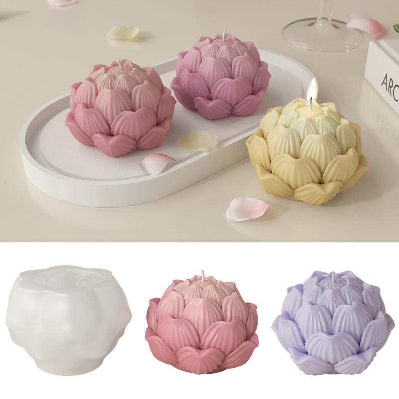 Stampo in Silicone in Resina Epossidica a Forma di Fiore di Loto Riutilizzabile Fai da Te per Candele Sapone Gesso Decorazioni per la Casa Artigianato Stampo per Colata