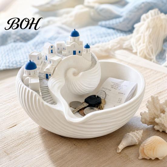 Schminktischschale Muschel-Aufbewahrungsschale, Schreibtisch-Dekoschale, Exquisite Griechische Schale Insel-Charme für Schlüssel Schmuck Münzen Küsten-Dekor