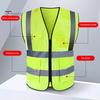 Arbeidsvest Herre Dame Refleksvest V-hals Ermeløs Glidelåslomme Pustende Nattsikkerhetsvest