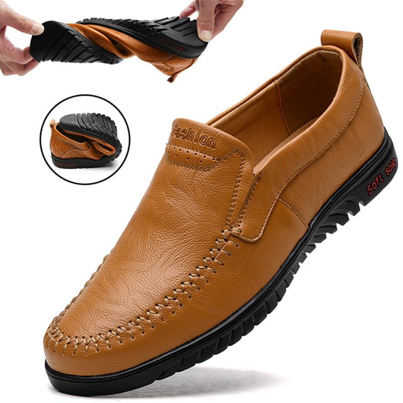 Plus Size Spring Shoes Male Genuine Leather Fashion Youth Men's Casual Leather Shoes Cowhide Men's Shoes