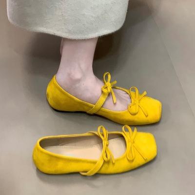 Inner Heightening Shallow Mouth Mary Jane Shoes Women's Retro Bow Gentle Single Shoes