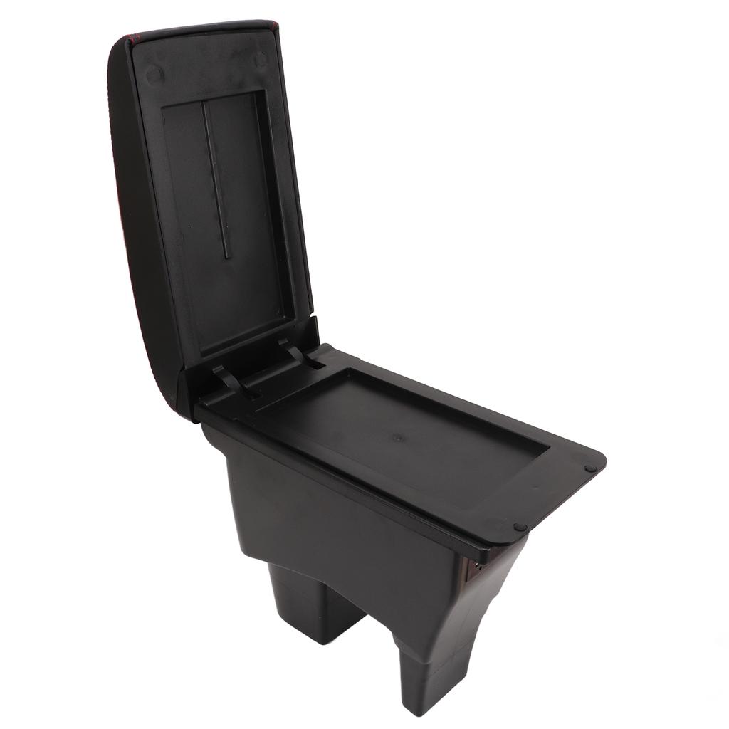 Car Armrest Box Black Central Console Arm Rest Storage Box Red Stitch with USB Interface Replacement for Suzuki VITARA