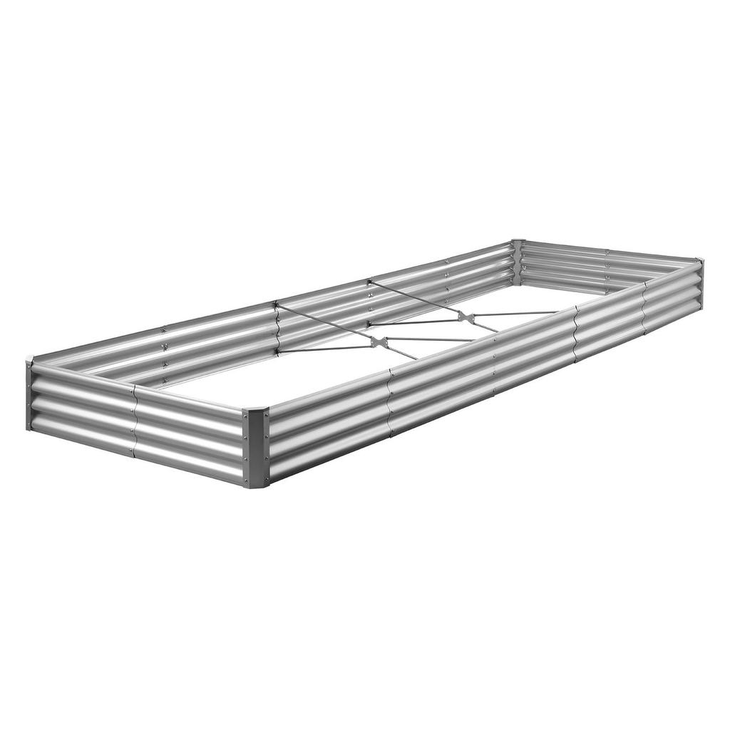 Metal Raised Garden Bed, 3.6 x 1.2 x 0.3 m Outdoor Galvalume Planter Garden Box, Open Bottom Design, Large Planter Raised Bed for Growing Vegetables,