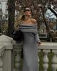 2024 High-End European & American One-Shoulder Sweater Dress - Women's Long, Waist-Hugging, Hip-Wrapping Style