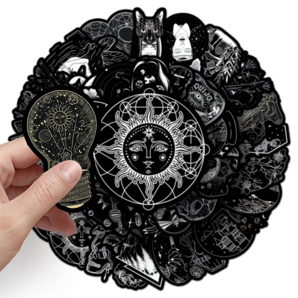 50 Black & White Graffiti Stickers for Creative Decoration: Perfect for Water Bottles, Computers, Stationery, Phone Cases, and More.