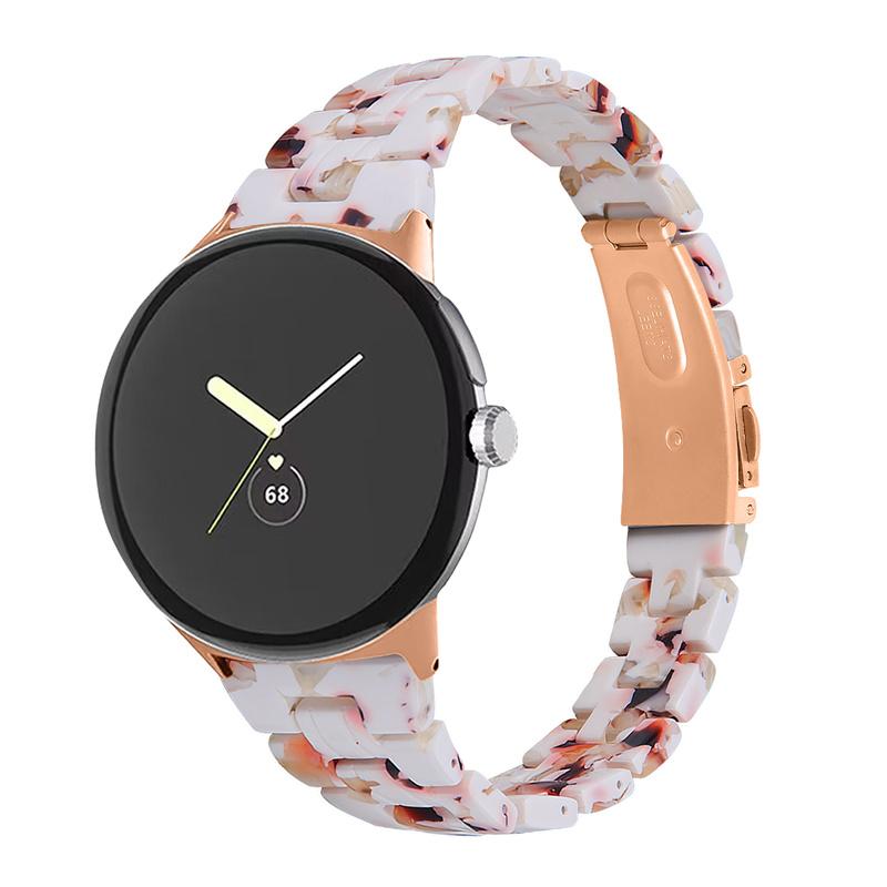 For Google Pixel Watch 2/Pixel Watch Resin Wristband Slim Replacement Bracelet Strap with Stainless Steel Buckle