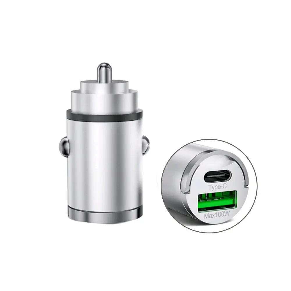 1Pc Mini 100W USB Car Charger Type C QC3.0 PD Car Chargers Fast Charging Car Phone Charger For Iphone Samsung Huawei Xiaomi