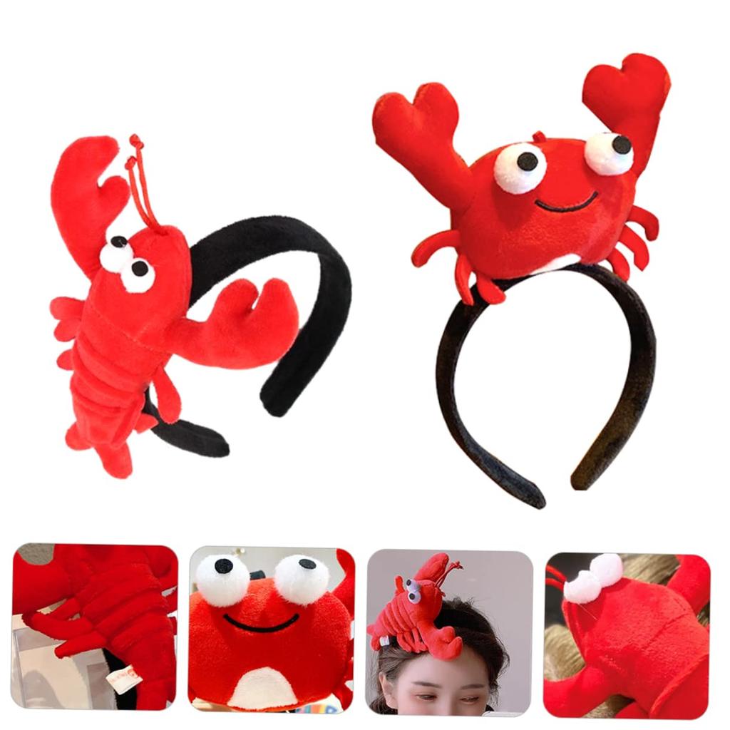 Minkissy 2-Piece Fabric Crayfish Headbands for Kids, Lobster Character Hair Accessories, Cute Headbands for Christmas, Halloween, and Cosplay