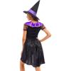 Costume cosplay da donna, strega, vampiro, elfo, spaventoso, viola, carnevale, cosplay, festa, vestito, manica a sbuffo, orlo asimmetrico, con cappello