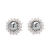 French Vintage Black Pearl Flower Stud Earrings Exaggerated Personality Exaggerated Exquisite Diamond Set Versatile Earrings Silver Needle Earrings Wo
